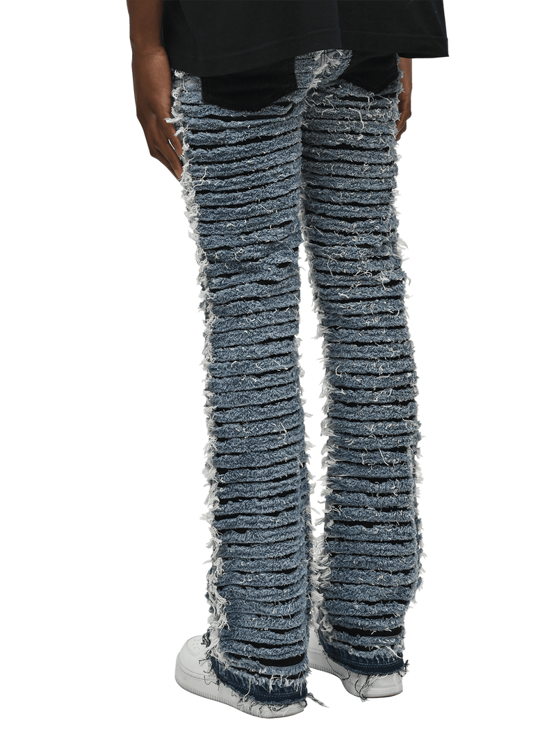 Flare Distressed Denim - Mid Blue