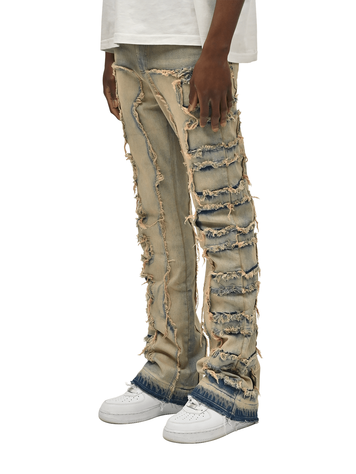 Flare Repaired Denim - Cream Wash