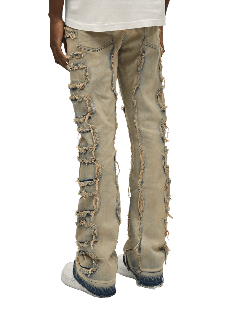 Flare Repaired Denim - Cream Wash – Reputation Studios