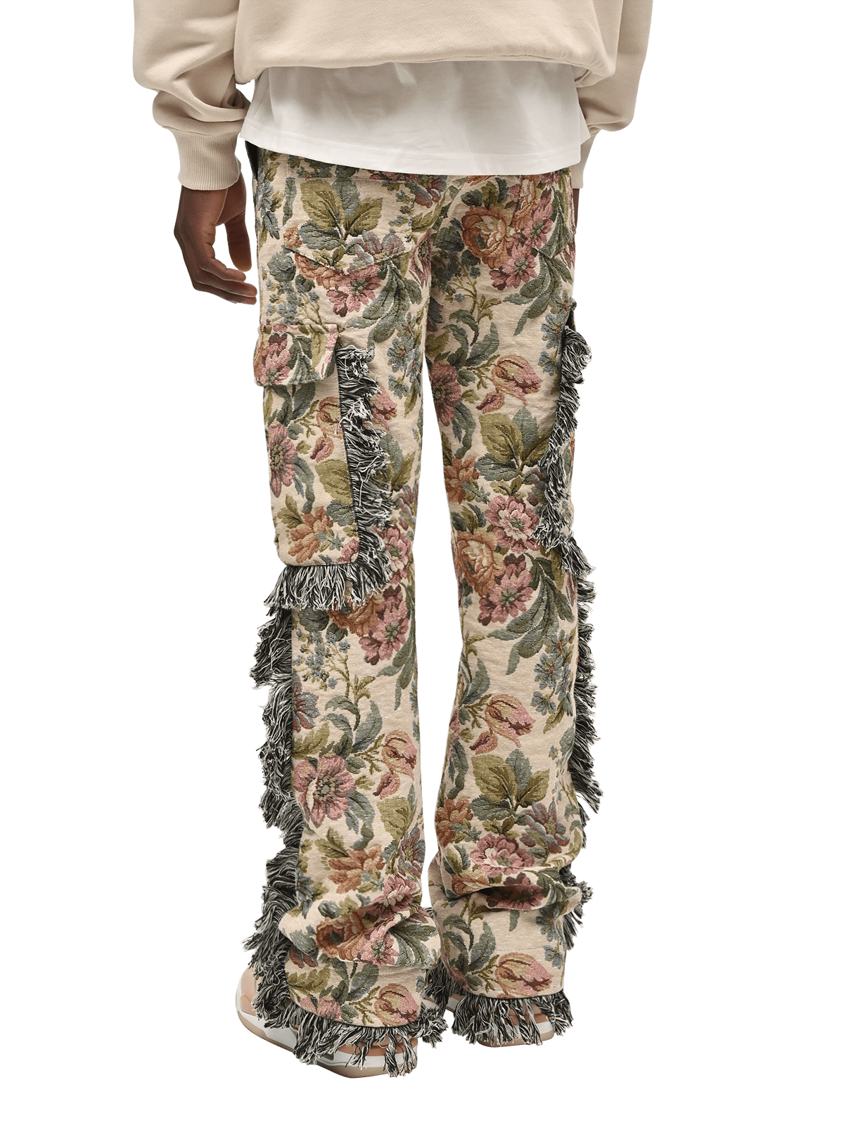 Flare Cargo Tapestry Pants - Floral