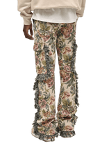 Flare Cargo Tapestry Pants - Floral
