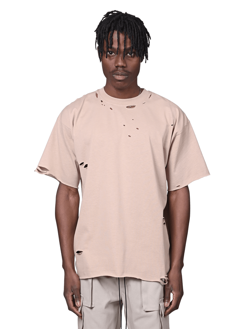Ripped Oversized Tee - Sand