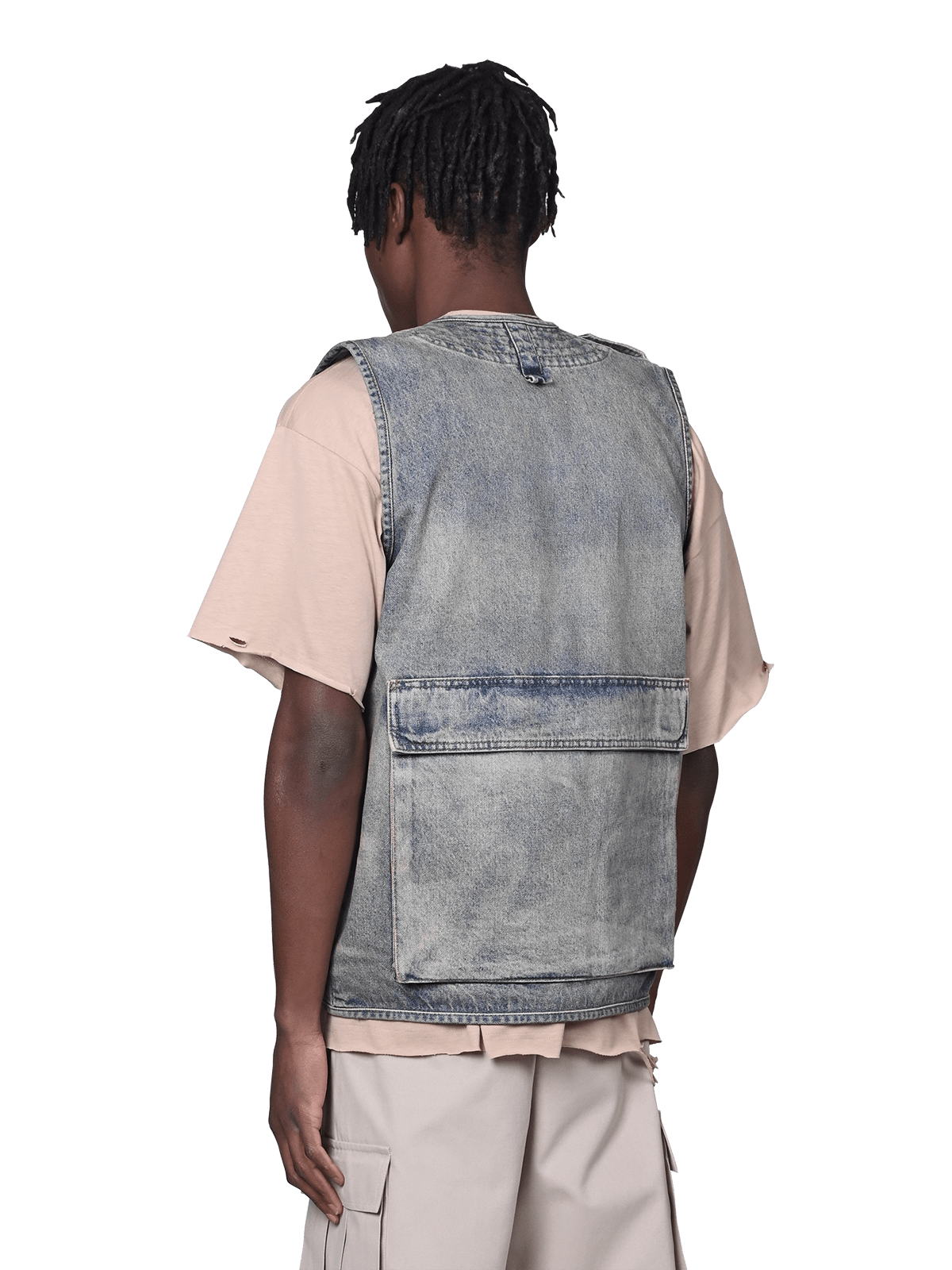 Denim Utility Vest -  Cream Wash