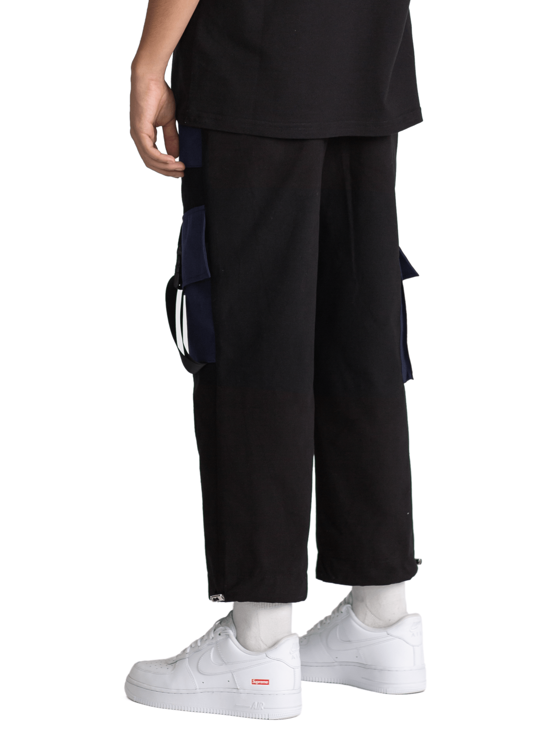 Cropped Cargo Pants - Black / Navy