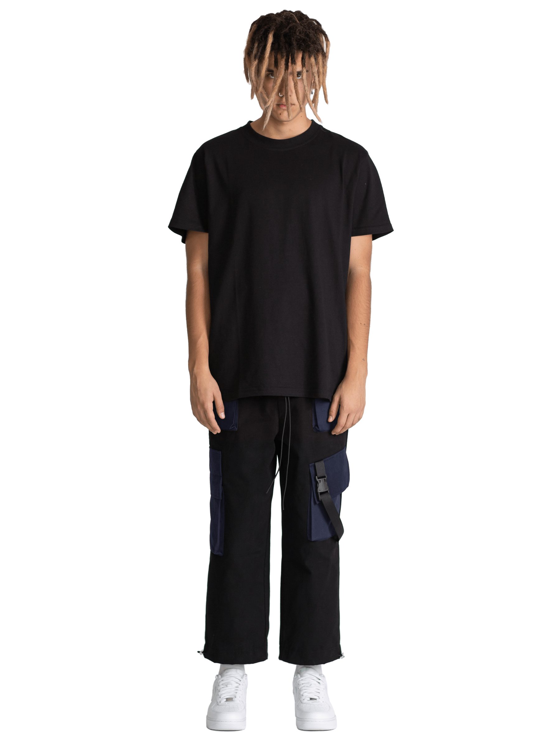 Cropped Cargo Pants - Black / Navy