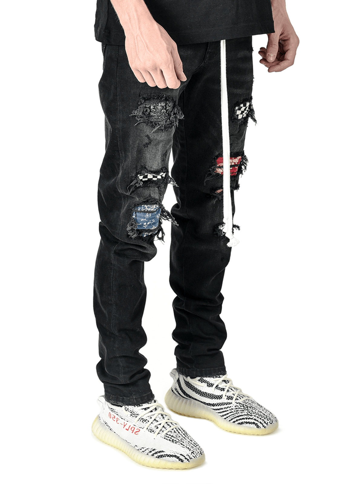Biker Patch Denim - Black Multi - Reputation Studios