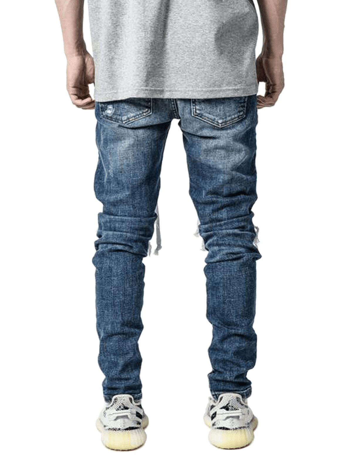 Biker Patch Denim - Mid Blue - Reputation Studios