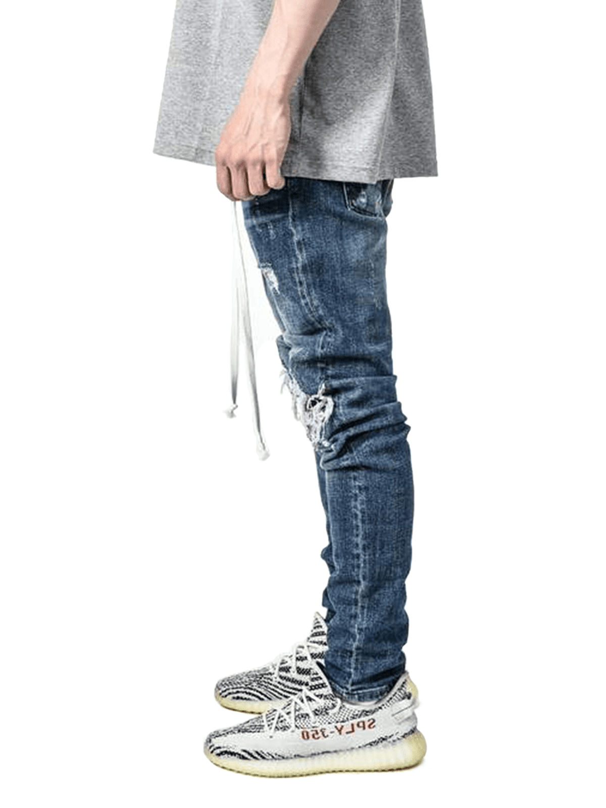 Biker Patch Denim - Mid Blue - Reputation Studios