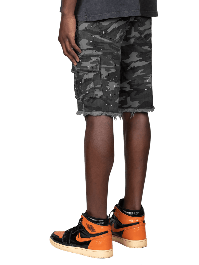Camo Cargo Shorts - Grey