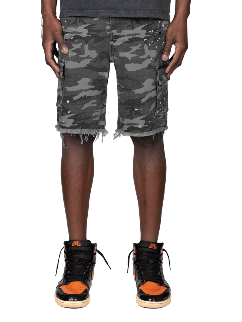 Camo Cargo Shorts - Grey
