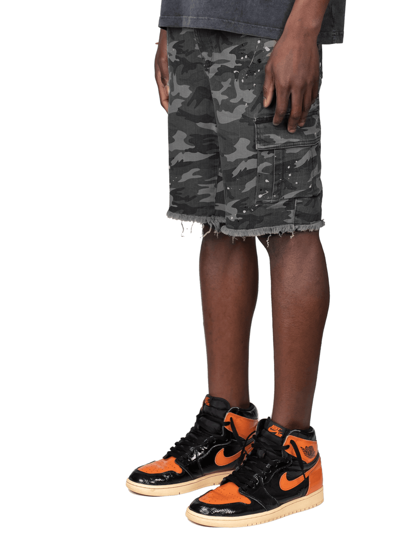 Camo Cargo Shorts - Grey