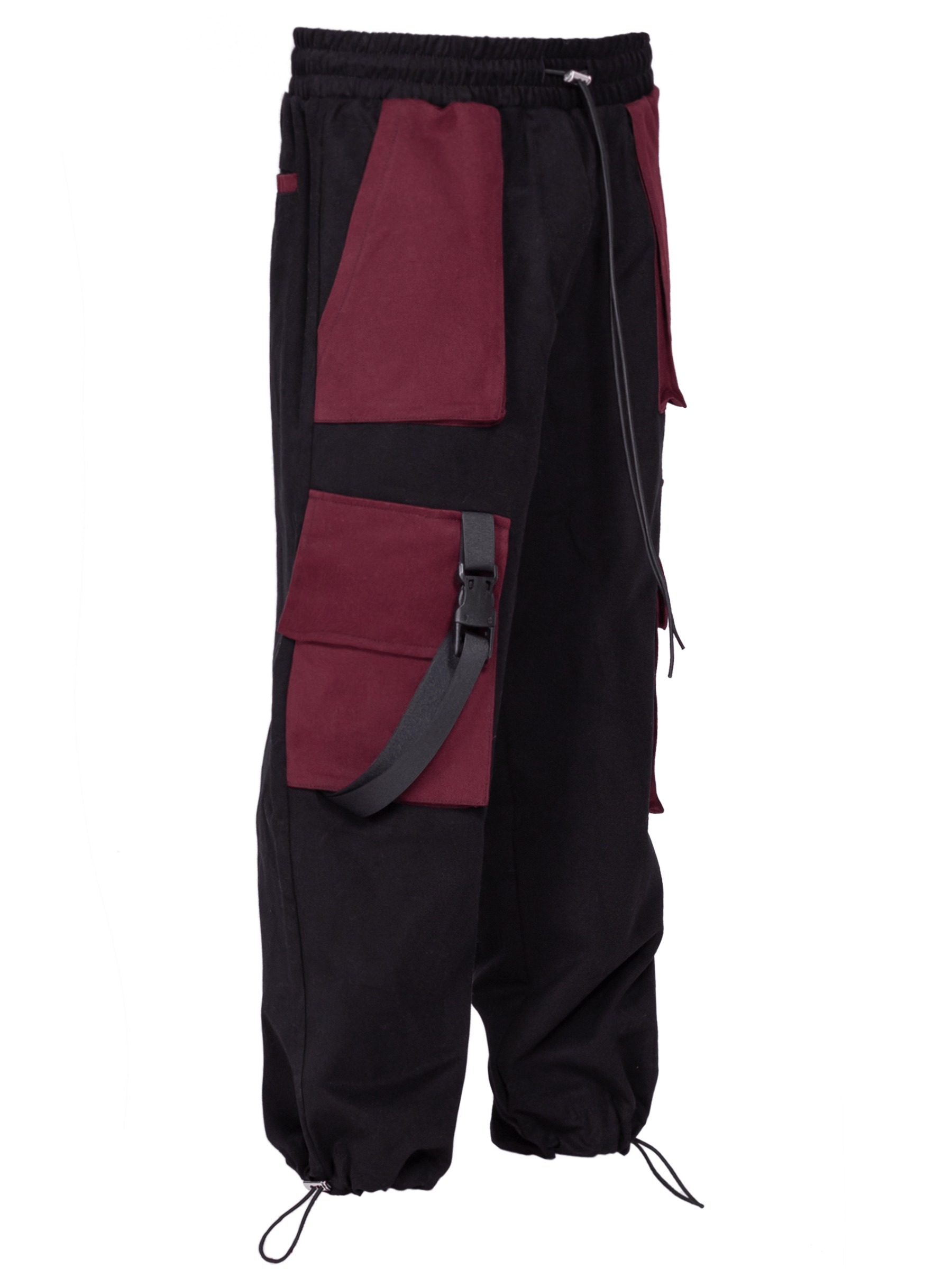 Cropped Cargo Pants - Black / Red