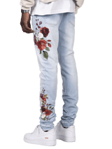Floral Denim - Light Stone
