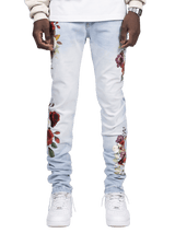 Floral Denim - Light Stone