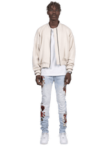 Floral Denim - Light Stone