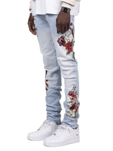 Floral Denim - Light Stone