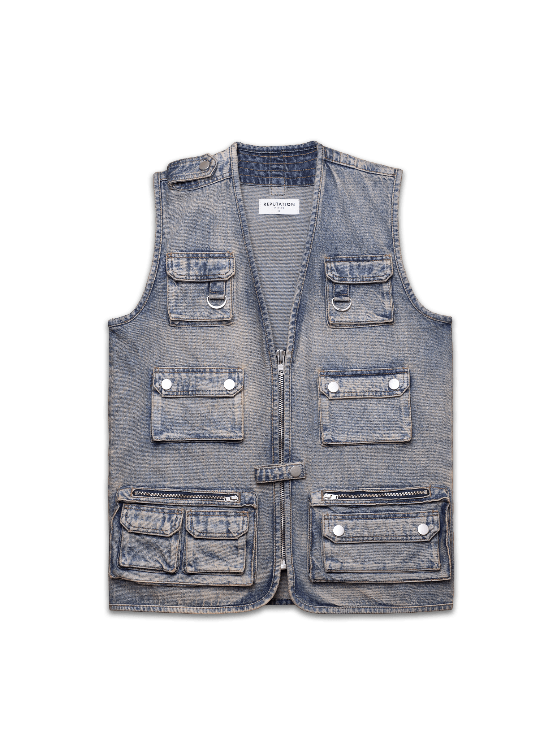 Denim Utility Vest -  Cream Wash