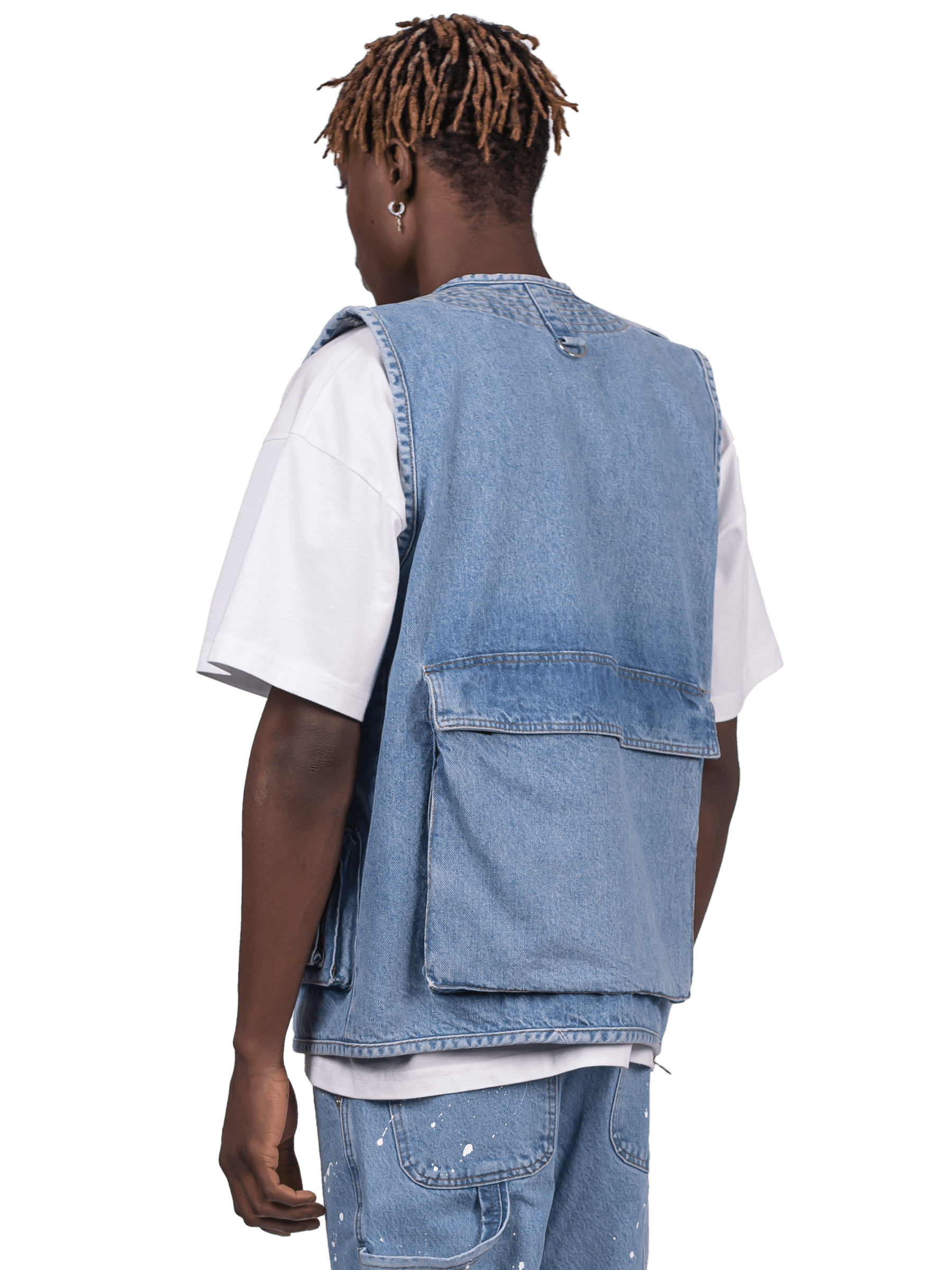 Denim Utility Vest -  Light Stone