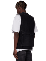 Denim Utility Vest -  Black