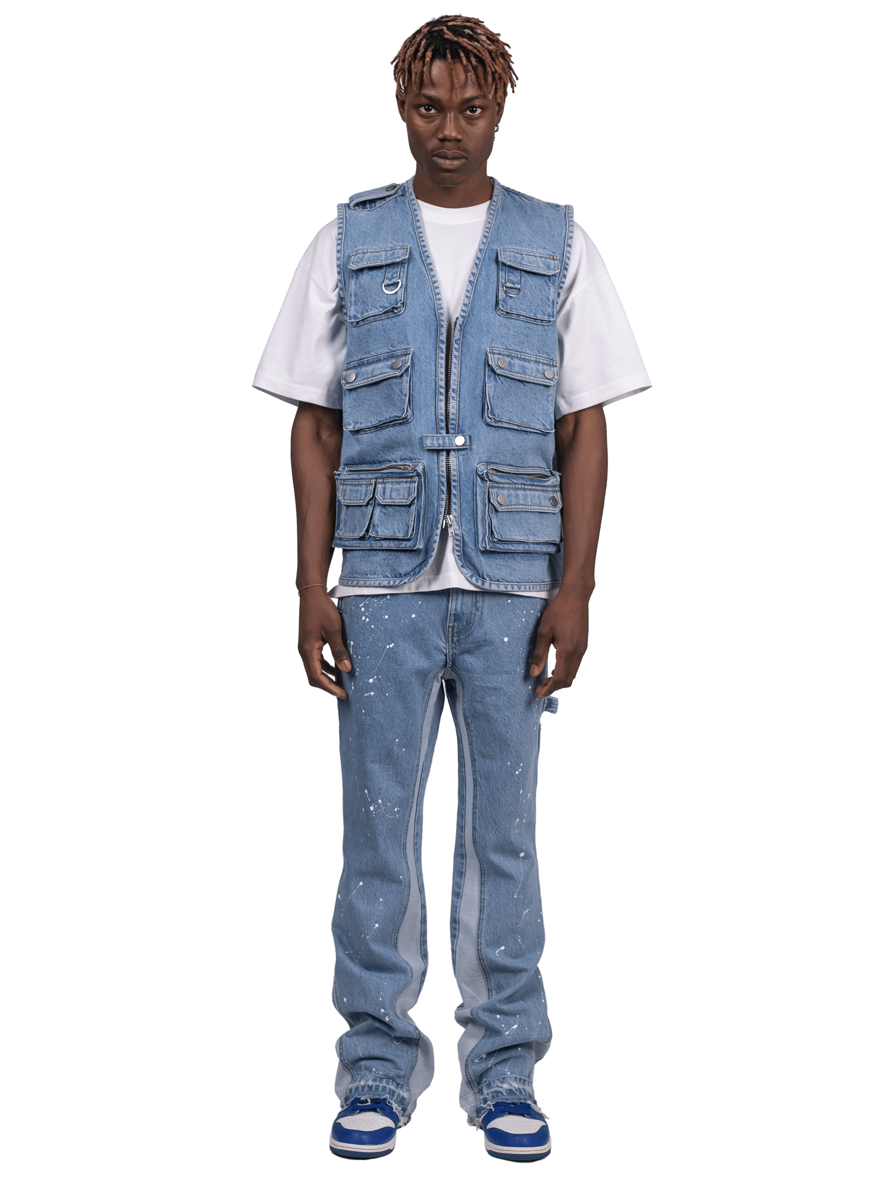 Denim Utility Vest -  Light Stone