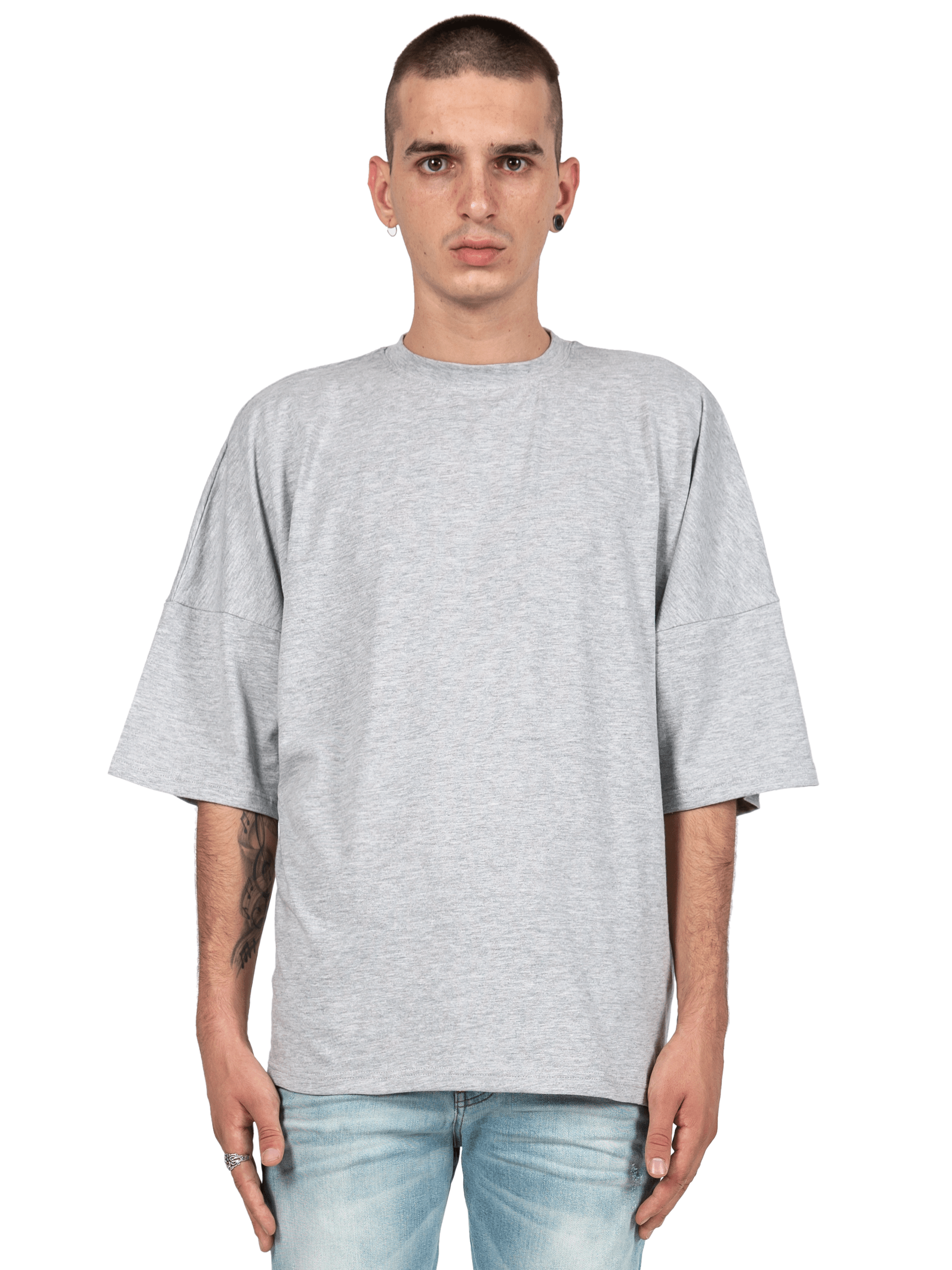 Drop Shoulder Tee - Heather Grey