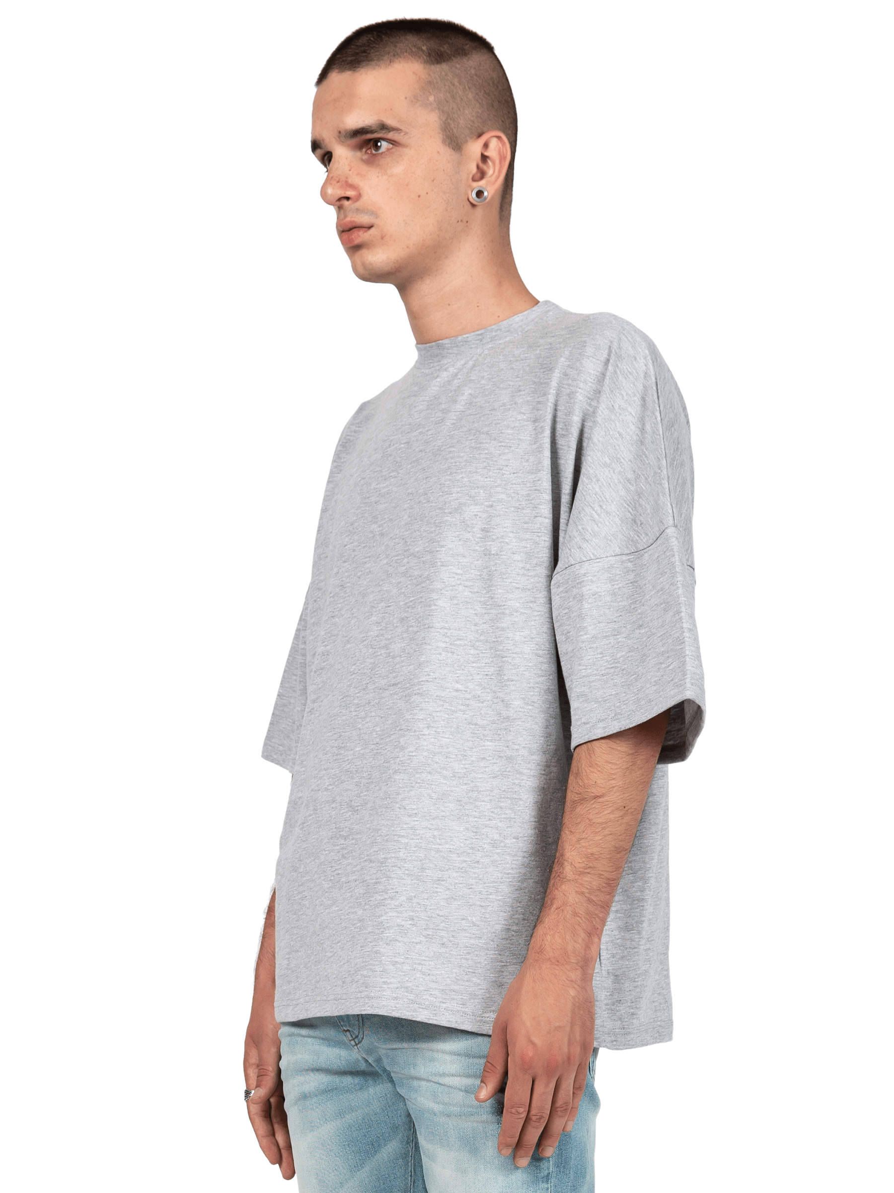 Drop Shoulder Tee - Heather Grey