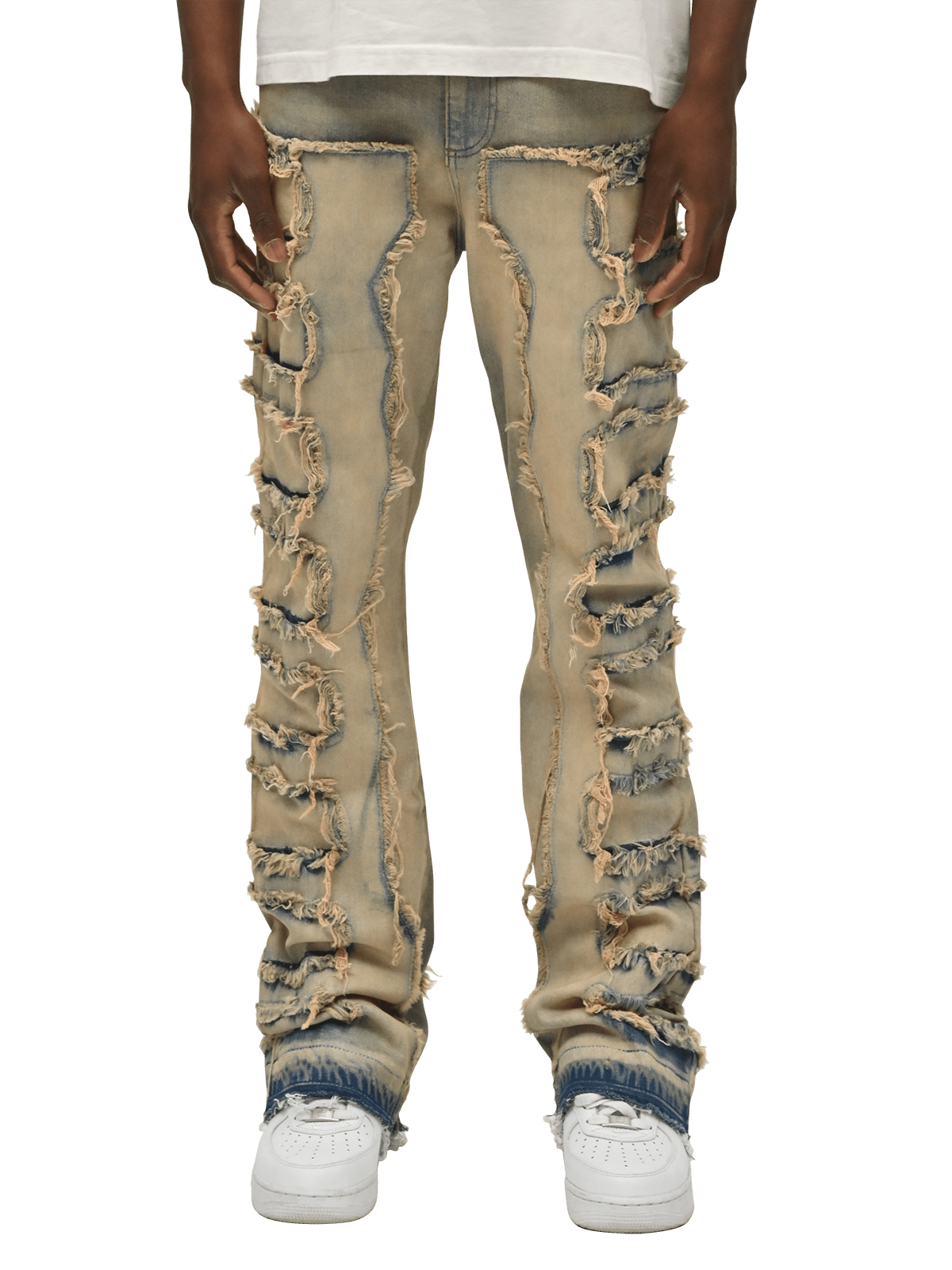 Flare Repaired Denim - Cream Wash - Reputation Studios
