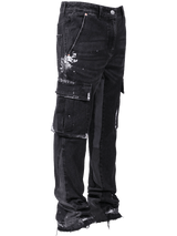 Cargo Flare Denim - Black
