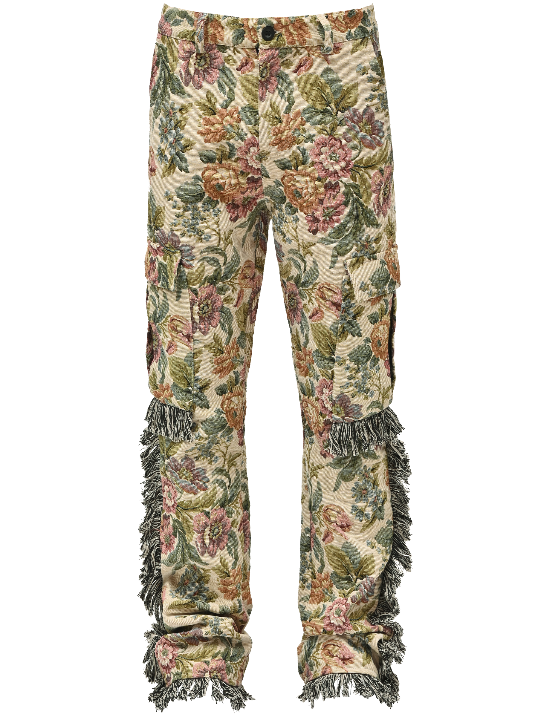 Flare Cargo Tapestry Pants - Floral