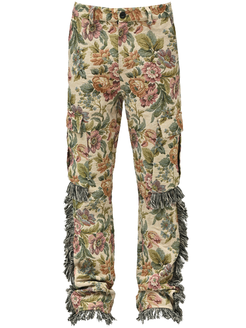 Flare Cargo Tapestry Pants - Floral