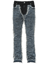Flare Distressed Denim - Mid Blue