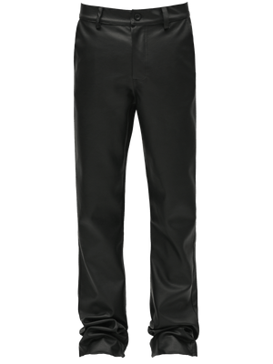 Flare Leather Pants - Black