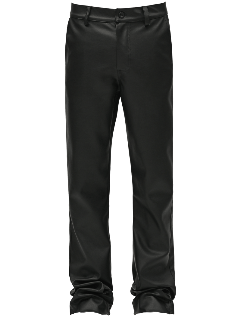 Flare Leather Pants - Black