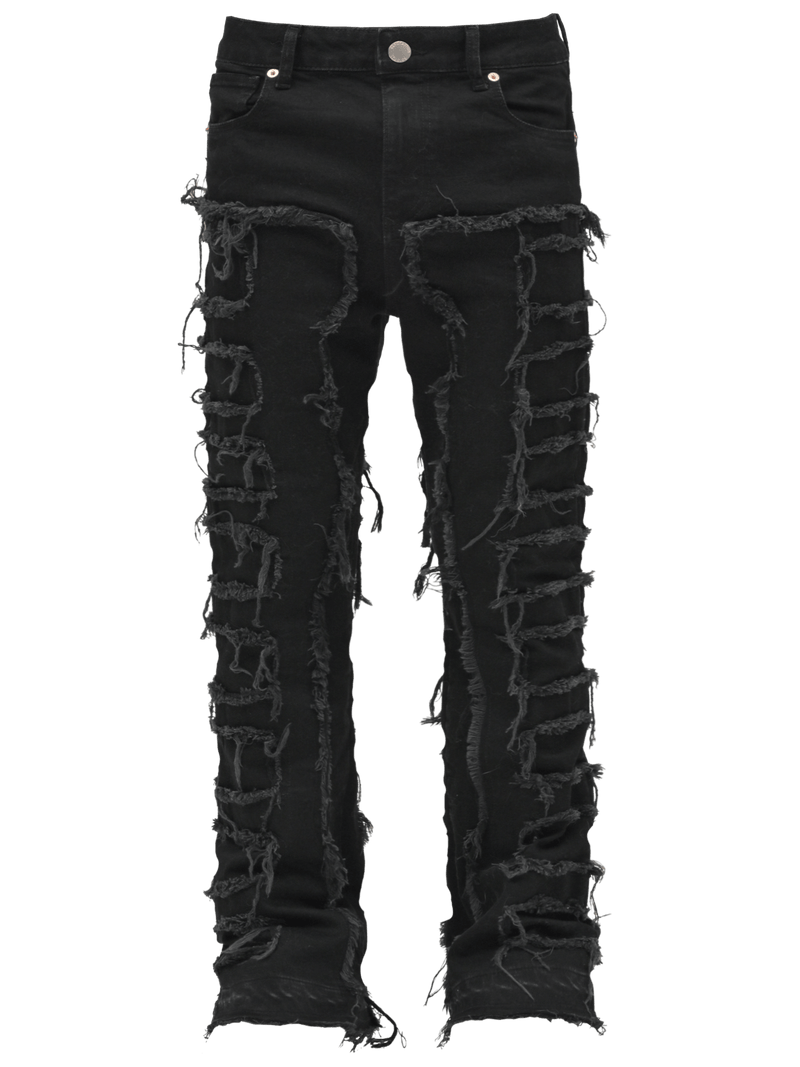 Flare Repaired Denim - Black