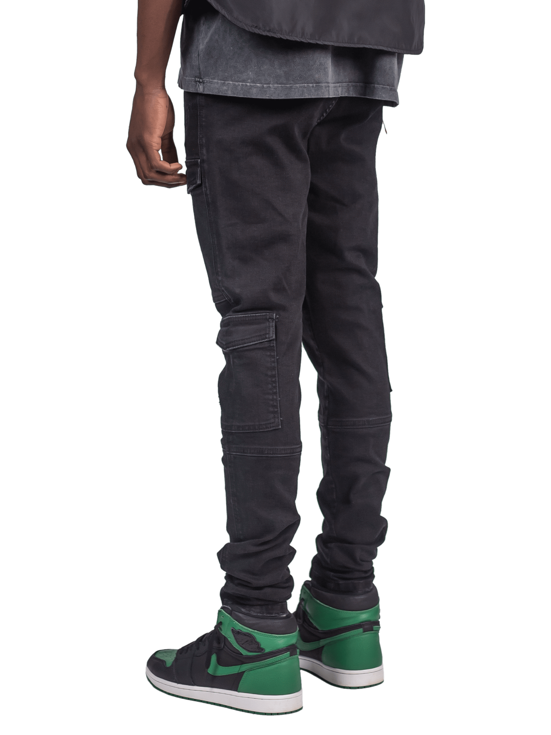 Front Pocket Cargo Denim - Black
