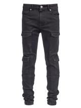 Front Pocket Cargo Denim - Black