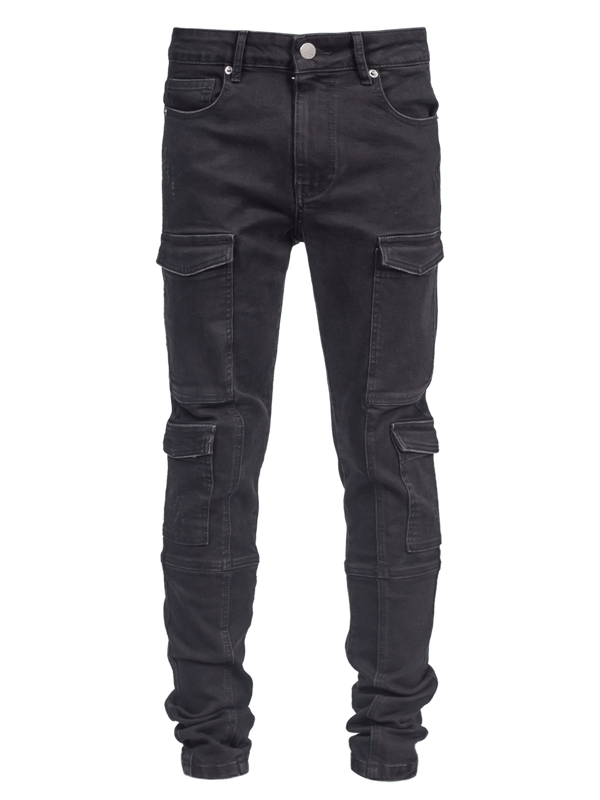 Front Pocket Cargo Denim - Black