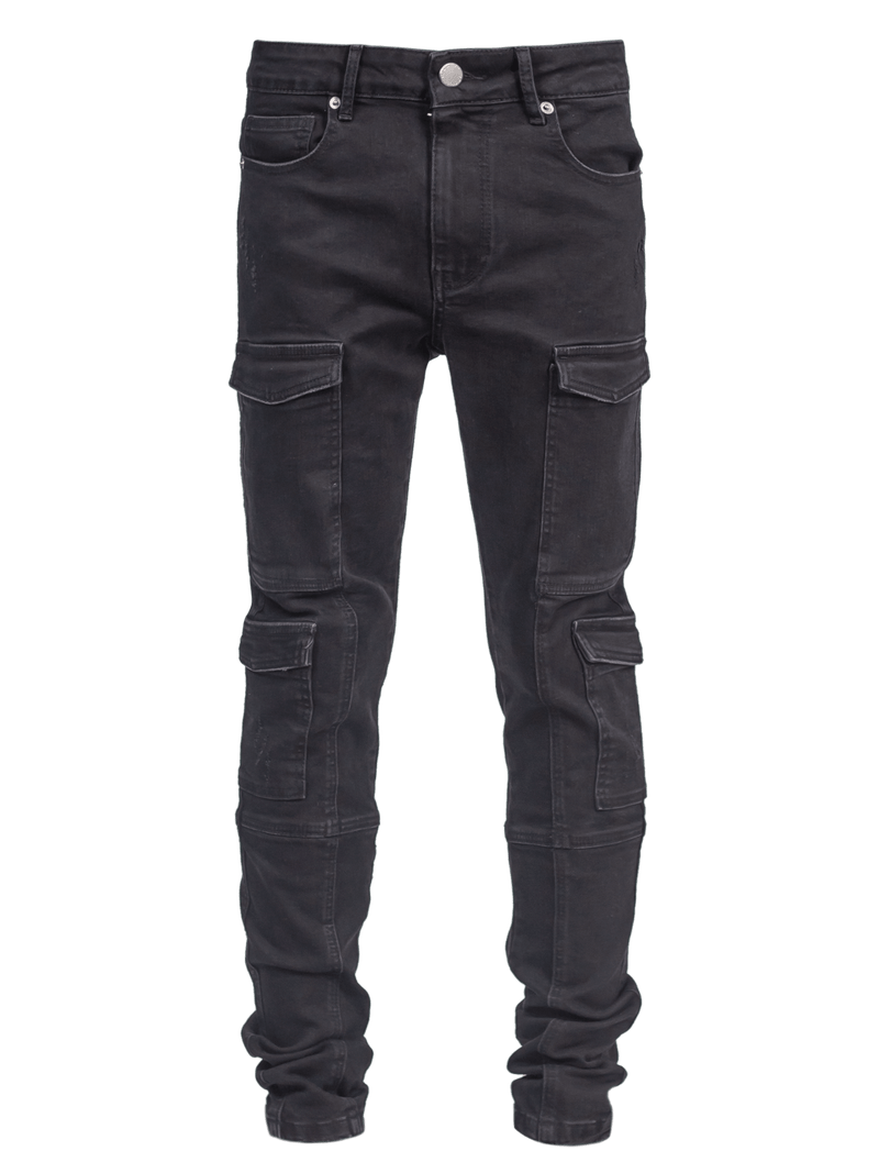 Front Pocket Cargo Denim - Black