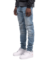 Front Pocket Cargo Denim - Light Stone