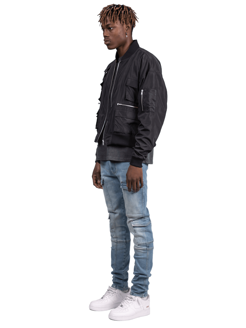Front Pocket Cargo Denim - Light Stone