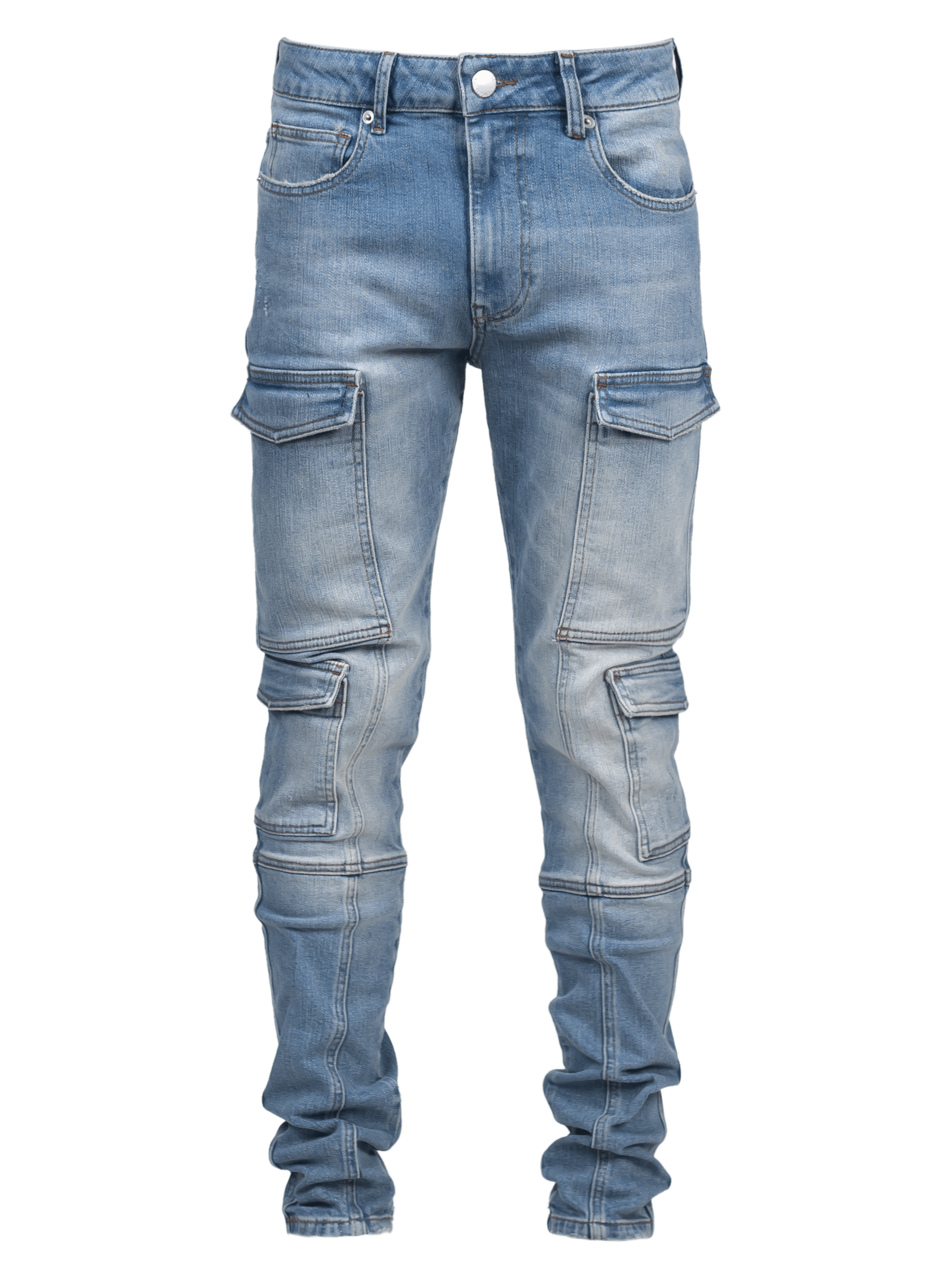 Front Pocket Cargo Denim - Light Stone