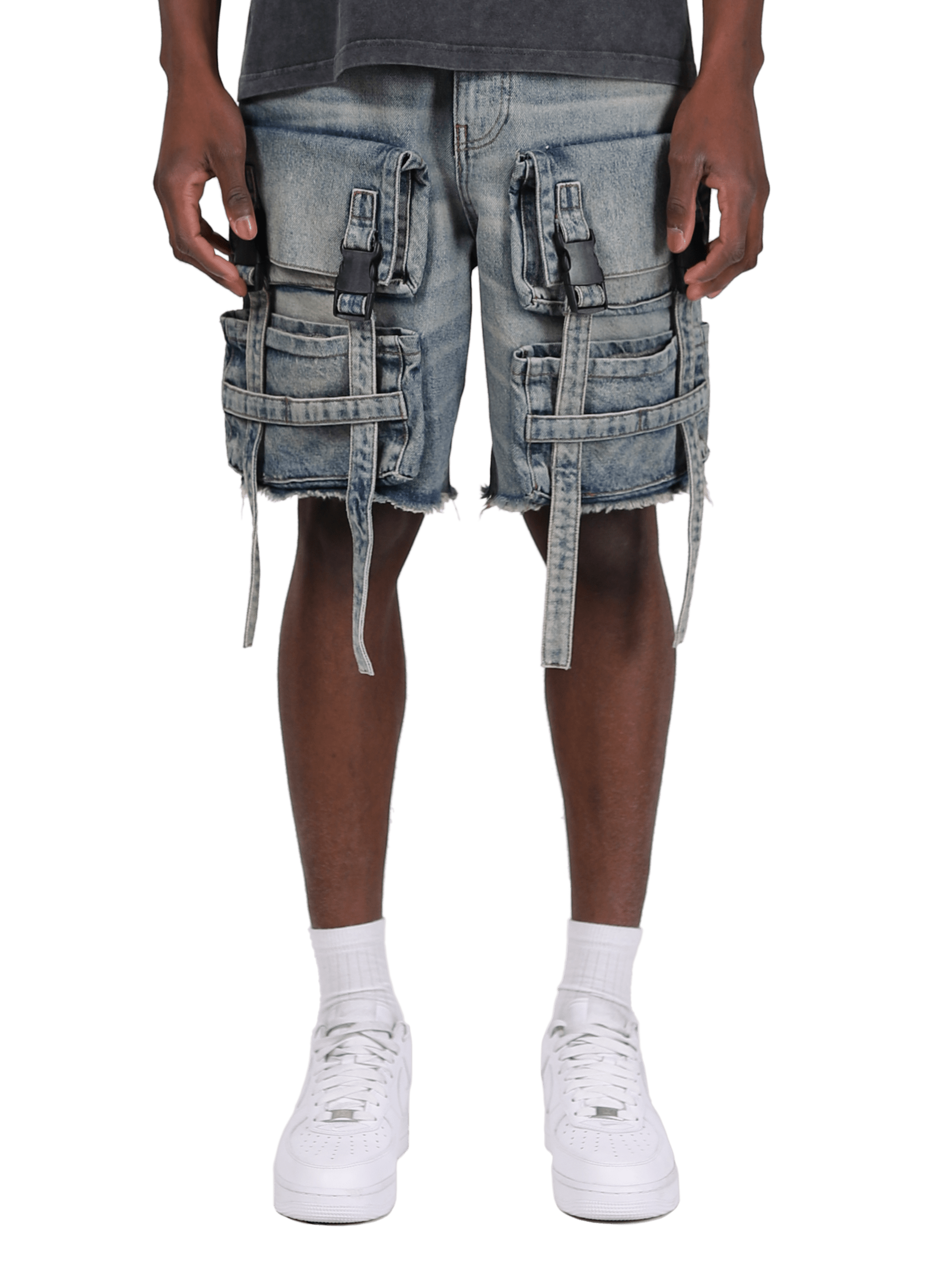 Utility Denim Shorts - Dirty Wash