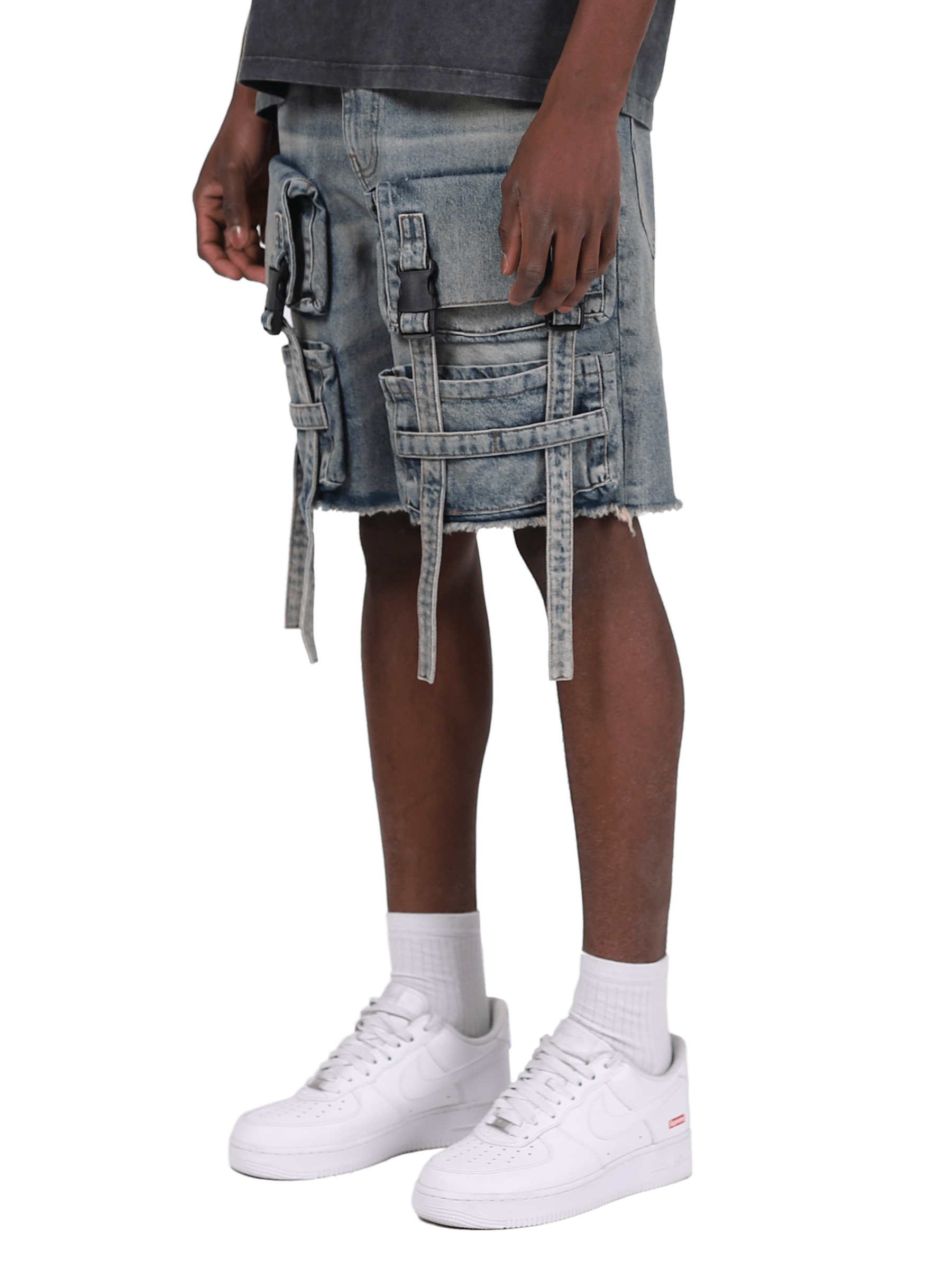 Utility Denim Shorts - Dirty Wash