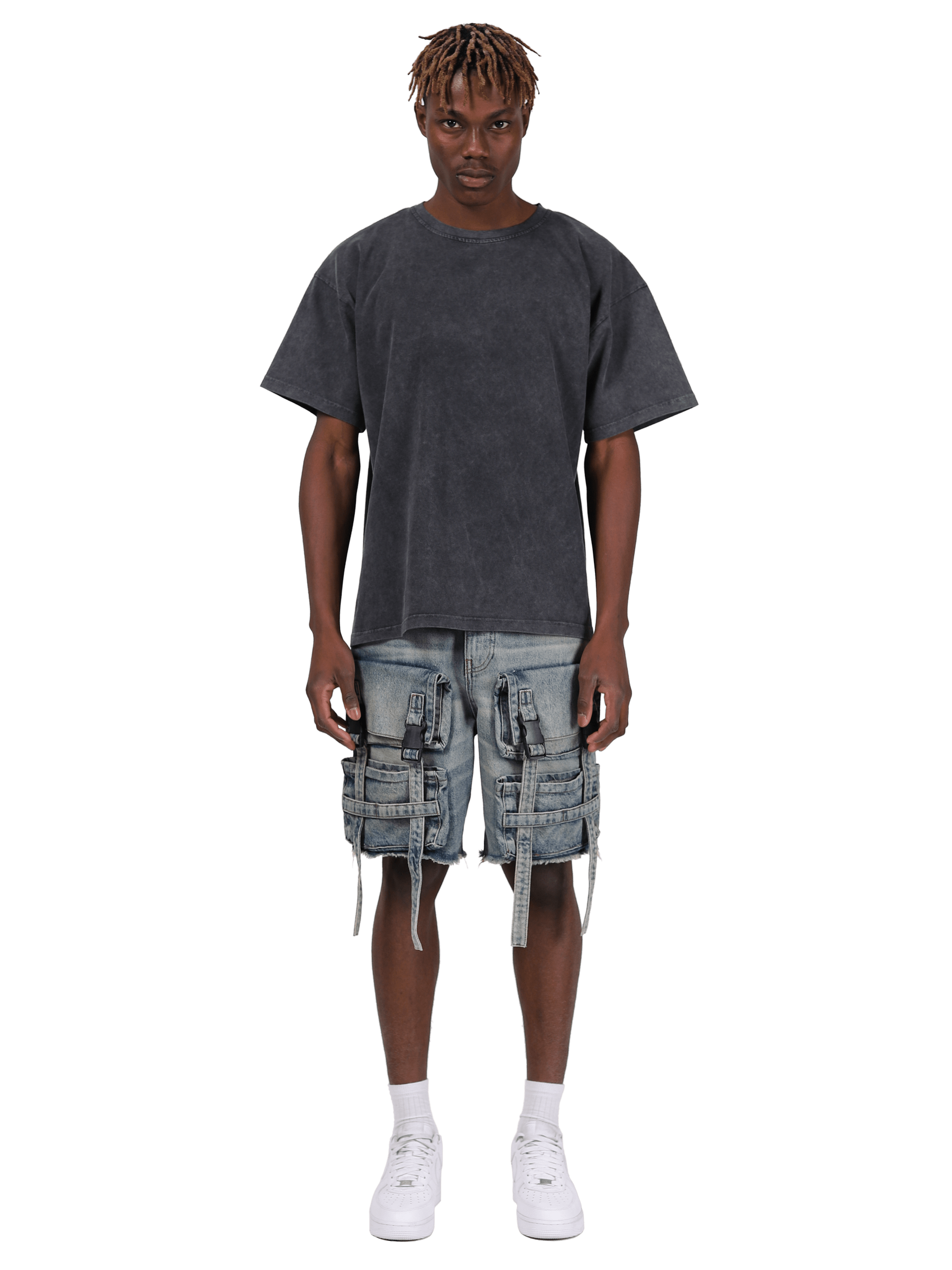 Utility Denim Shorts - Dirty Wash