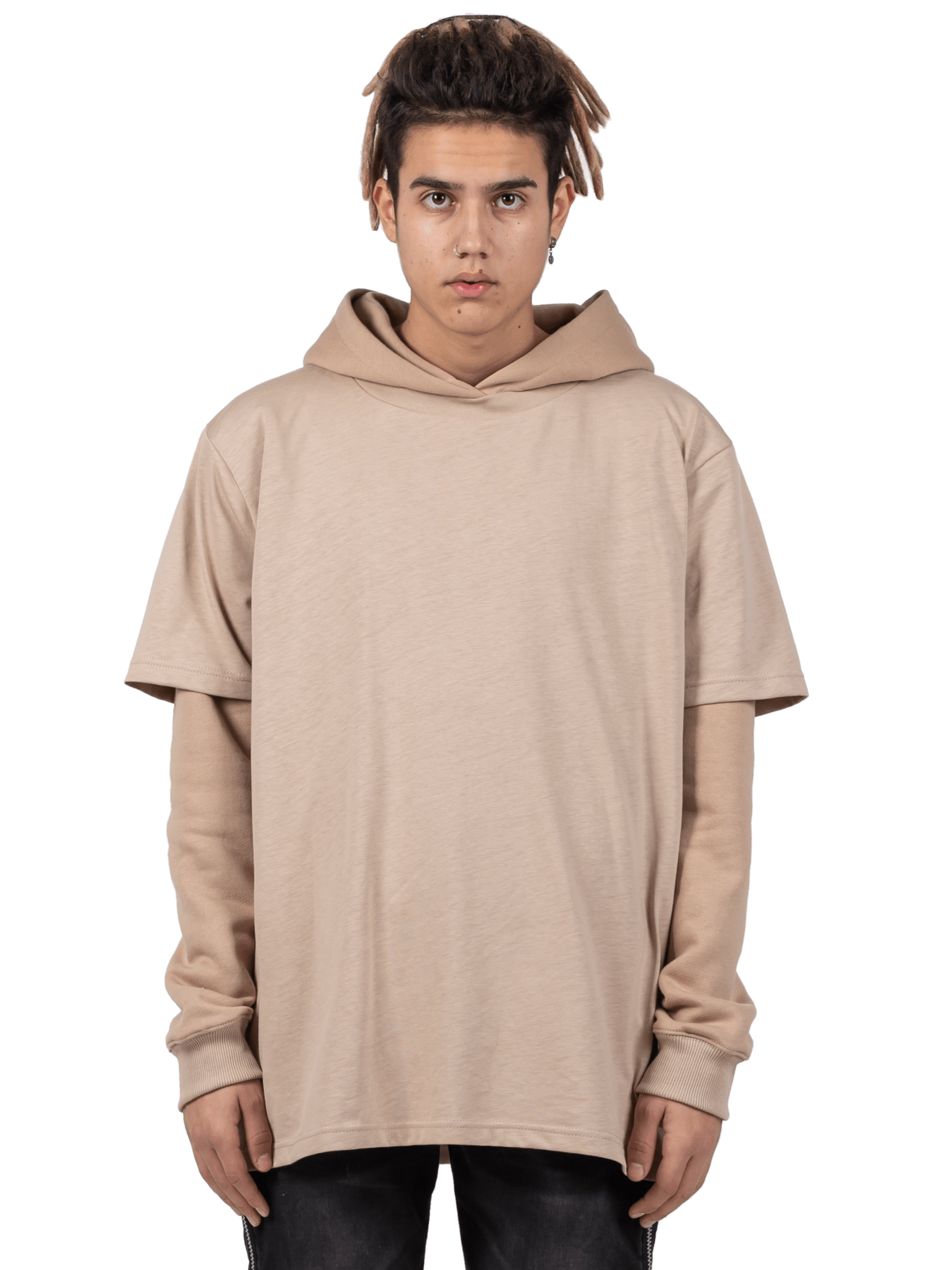 Layered Hoodie - Beige