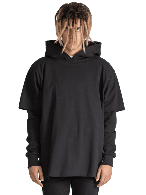 Layered Hoodie - Black