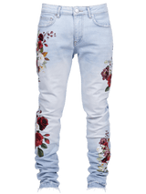 Floral Denim - Light Stone