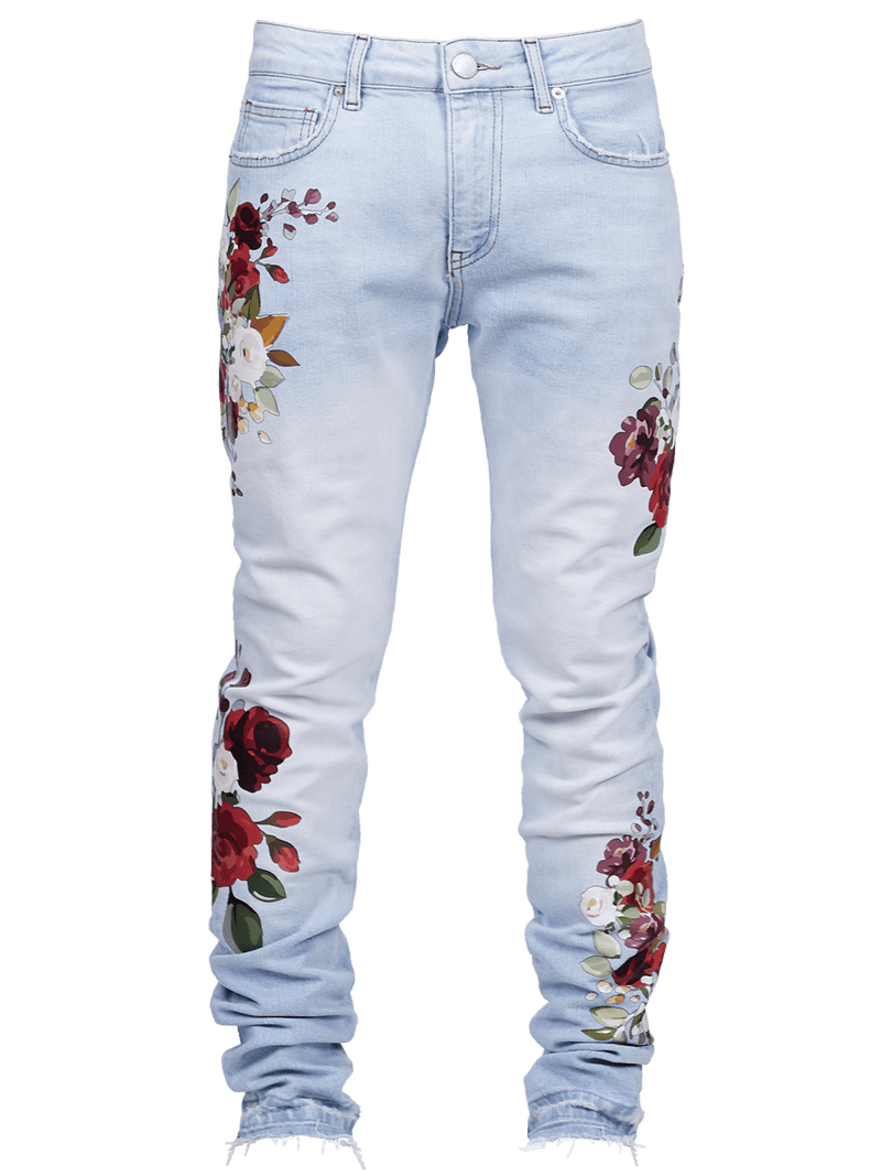 Floral Denim - Light Stone