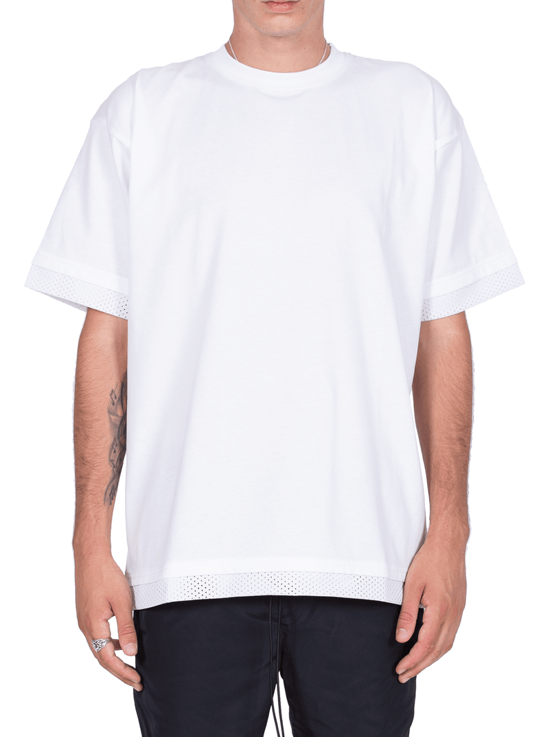 Mesh Layered Tee - White