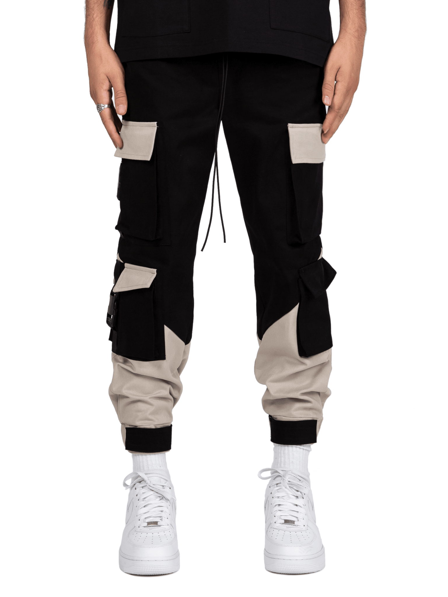 Multi Pocket Cargo Pants - Black / Stone - Reputation Studios